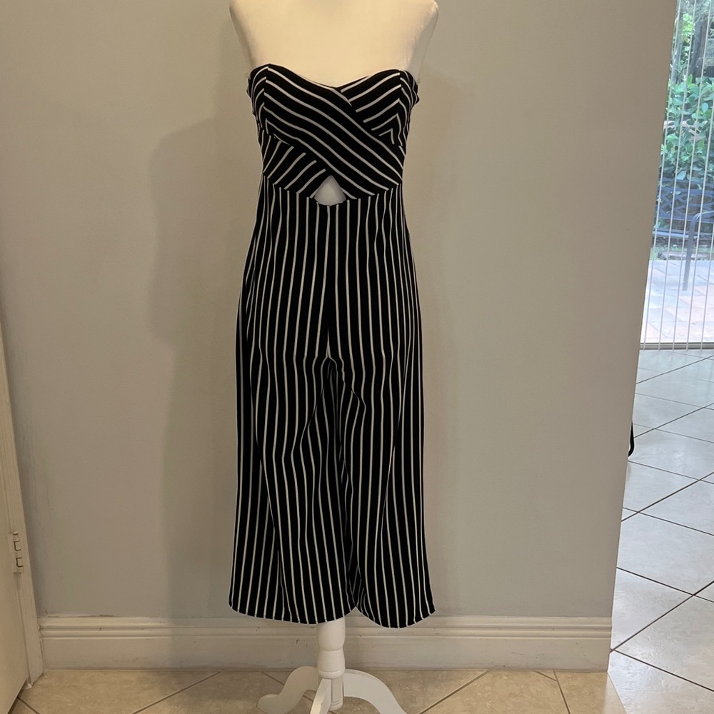 Privy Black and White Striped Jumpsuit